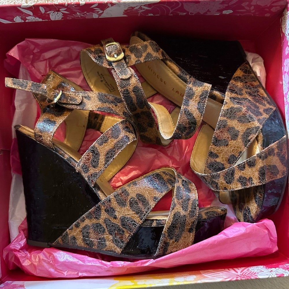 Chinese Laundry Leopard Wedge Heels